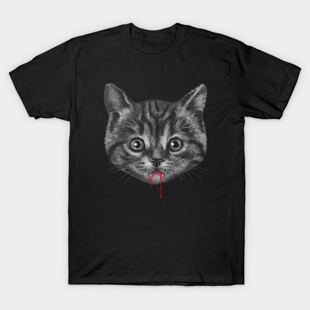 Black Pussy Cat T-Shirt by Vincent Trinidad Art